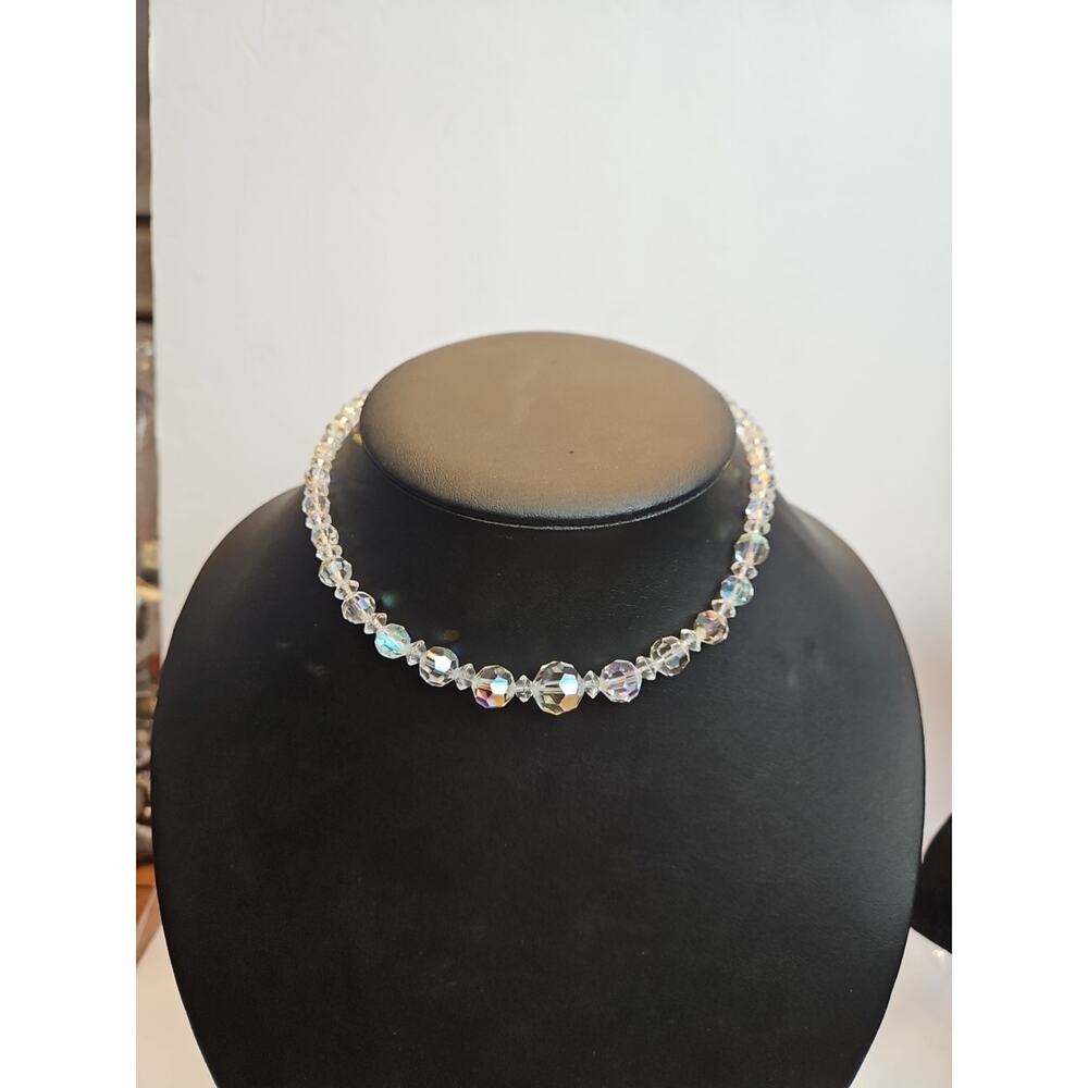 Vintage Aurora Borealis Crystal Beaded Necklace Laguna Style
